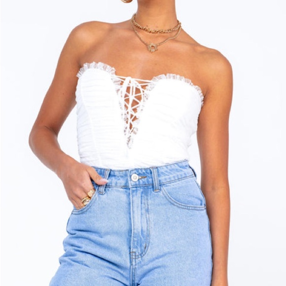 Women's Princess Polly Polka Dot Ruched Strapless Bodysuit